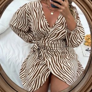 Zebra Print Wrap Dress